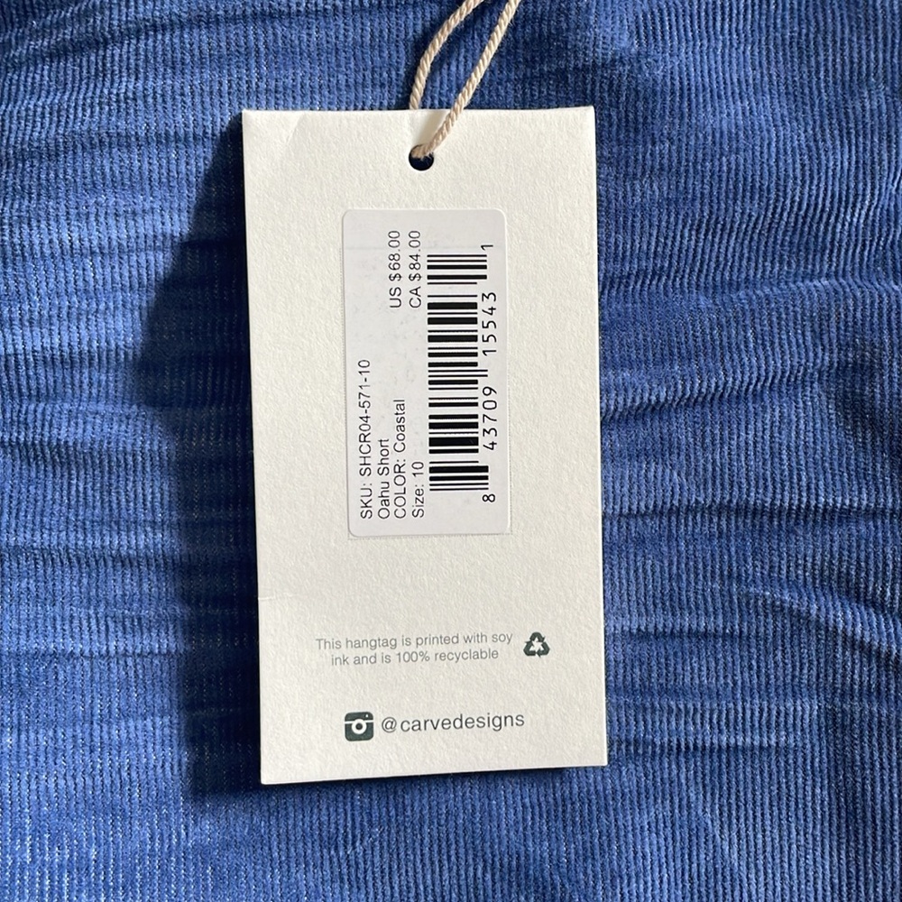 NWT Carve Designs Oahu Short in Coastal Blue - Picture 2 of 4